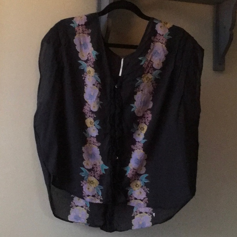 Free people black flowered top